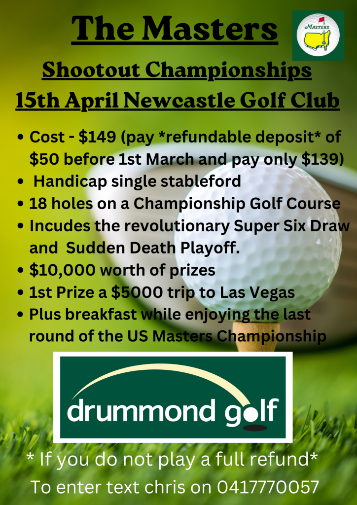 The Masters Shootout Newcastle G C 15th April 2024 ShootOut Golf   Masters 2024 Newest Poster 724x1024 